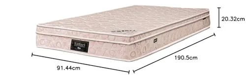 The Mattress Company | 5 Years Warranty | Spring Euro Top Single Bed Mattress, Dual Comfort 8 Inch Thickness (76x36X8)