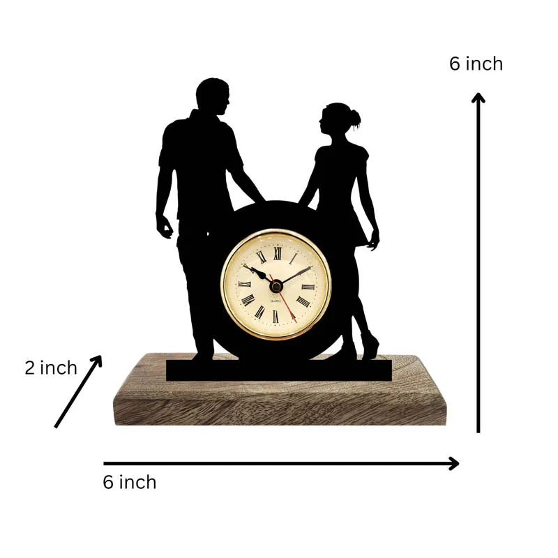 Timeless Romance Iron & Mango Wood Table Clock