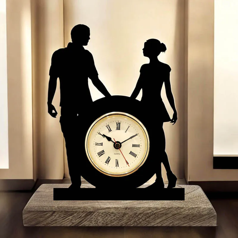 Timeless Romance Iron & Mango Wood Table Clock