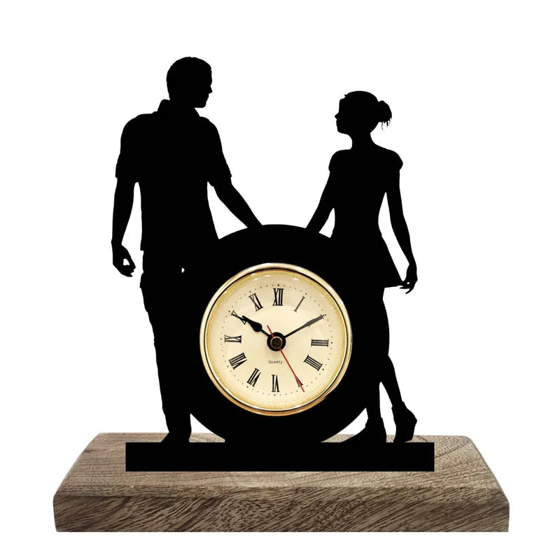 Timeless Romance Iron & Mango Wood Table Clock