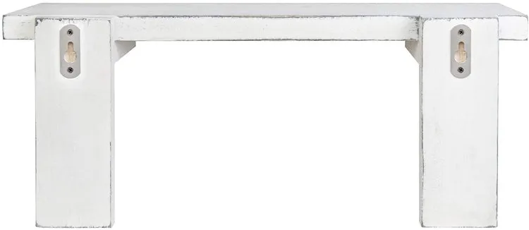 Wood Floating Wall Shelves in Vintage White, Set of 2