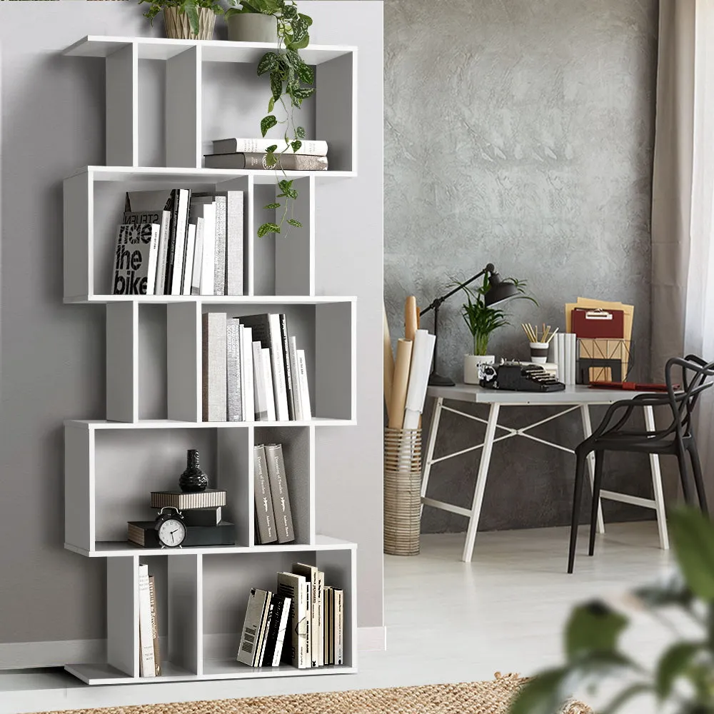 z 5 Tier Display Unit Book Storage Shelf Stand Bookshelf Bookcase White